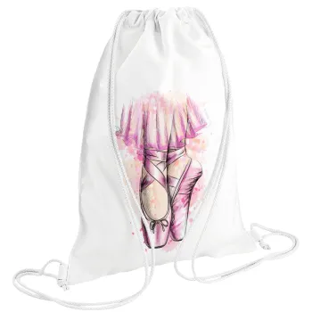 Ballerina shoes, Τσάντα πλάτης πουγκί GYMBAG λευκή (28x40cm)
