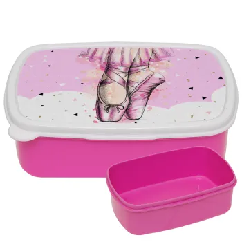 Ballerina shoes, ΡΟΖ παιδικό δοχείο φαγητού (lunchbox) πλαστικό (BPA-FREE) Lunch Βox M18 x Π13 x Υ6cm