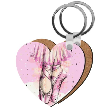 Ballerina shoes, Μπρελόκ Ξύλινο καρδιά MDF