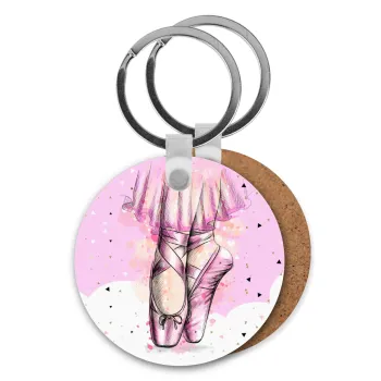 Ballerina shoes, Μπρελόκ Ξύλινο στρογγυλό MDF Φ5cm