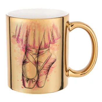Ballerina shoes, Mug ceramic, gold mirror, 330ml