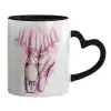 Mug heart black handle, ceramic, 330ml