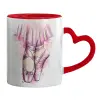 Mug heart red handle, ceramic, 330ml