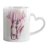 Mug heart handle, ceramic, 330ml
