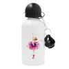 Ballerina watercolor, Μεταλλικό παγούρι νερού, Λευκό, αλουμινίου 500ml