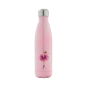 Ballerina watercolor, Metal mug thermos Pink Iridiscent (Stainless steel), double wall, 500ml