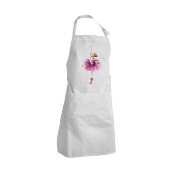 Ballerina watercolor, Adult Chef Apron (with sliders and 2 pockets)