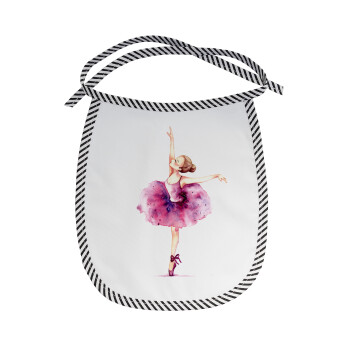 Ballerina watercolor, Σαλιάρα μωρού αλέκιαστη με κορδόνι Μαύρη