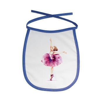 Ballerina watercolor, Σαλιάρα μωρού αλέκιαστη με κορδόνι Μπλε