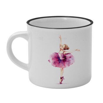 Ballerina watercolor, Κούπα κεραμική vintage Λευκή/Μαύρη 230ml