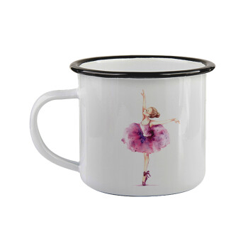 Ballerina watercolor, Κούπα εμαγιέ με μαύρο χείλος 360ml