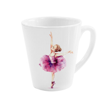 Ballerina watercolor, Κούπα κωνική Latte Λευκή, κεραμική, 300ml