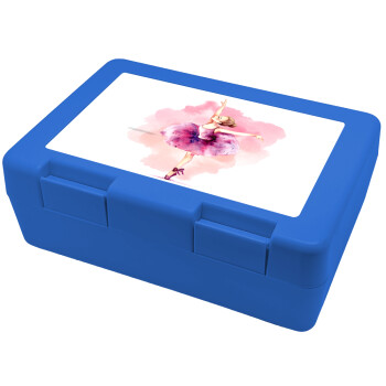 Ballerina watercolor, Children's cookie container BLUE 185x128x65mm (BPA free plastic)