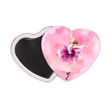 Ballerina watercolor, Μαγνητάκι καρδιά (57x52mm)