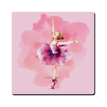 Ballerina watercolor, Τετράγωνο μαγνητάκι ξύλινο 6x6cm