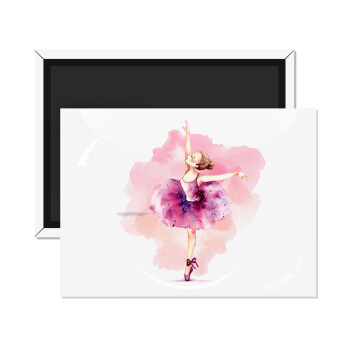 Ballerina watercolor, Ορθογώνιο μαγνητάκι ψυγείου διάστασης 9x6cm