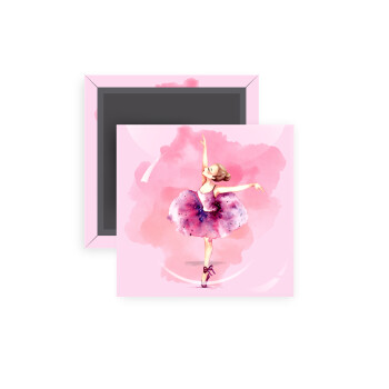 Ballerina watercolor, Μαγνητάκι ψυγείου τετράγωνο διάστασης 5x5cm