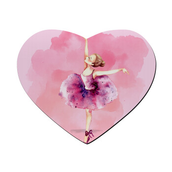 Ballerina watercolor, Mousepad καρδιά 23x20cm