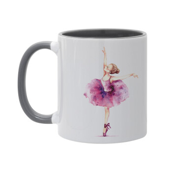 Ballerina watercolor, Mug colored grey, ceramic, 330ml