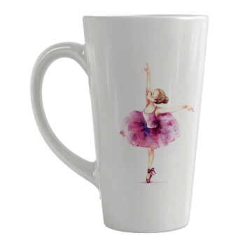 Ballerina watercolor, Κούπα κωνική Latte Μεγάλη, κεραμική, 450ml