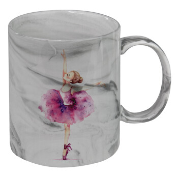 Ballerina watercolor, Mug ceramic marble style, 330ml