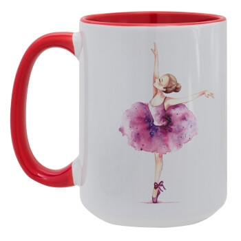 Ballerina watercolor, Κούπα Mega 15oz, κεραμική Κόκκινη, 450ml