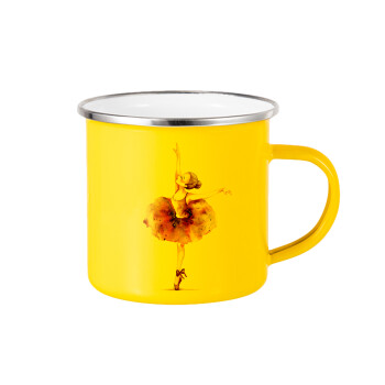Ballerina watercolor, Yellow Enamel Metallic Cup 360ml