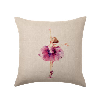 Ballerina watercolor, Μαξιλάρι καναπέ ΛΙΝΟ 40x40cm περιέχεται το  γέμισμα