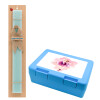 Easter Set, children's snack container BLUE & Easter aromatic flat candle (30cm) (TURQUOISE)