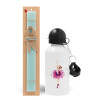 Easter Set, metallic aluminum water bottle (500ml) & scented flat candle (30cm) (TURQUOISE)