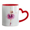 Mug heart red handle, ceramic, 330ml