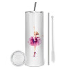 Tumbler stainless steel 600ml, with metal straw & cleaning brush
