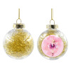 Transparent Christmas tree ball ornament with gold filling 8cm