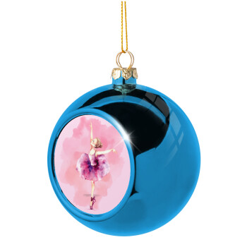 Ballerina watercolor, Χριστουγεννιάτικη μπάλα δένδρου Μπλε 8cm