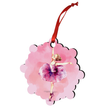 Ballerina watercolor, Χριστουγεννιάτικο στολίδι snowflake ξύλινο 7.5cm