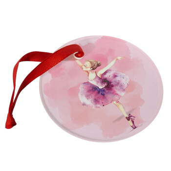 Ballerina watercolor, Χριστουγεννιάτικο στολίδι γυάλινο 9cm