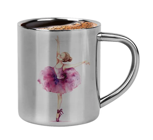 Ballerina watercolor — Double-wall metal cup for espresso (220ml)