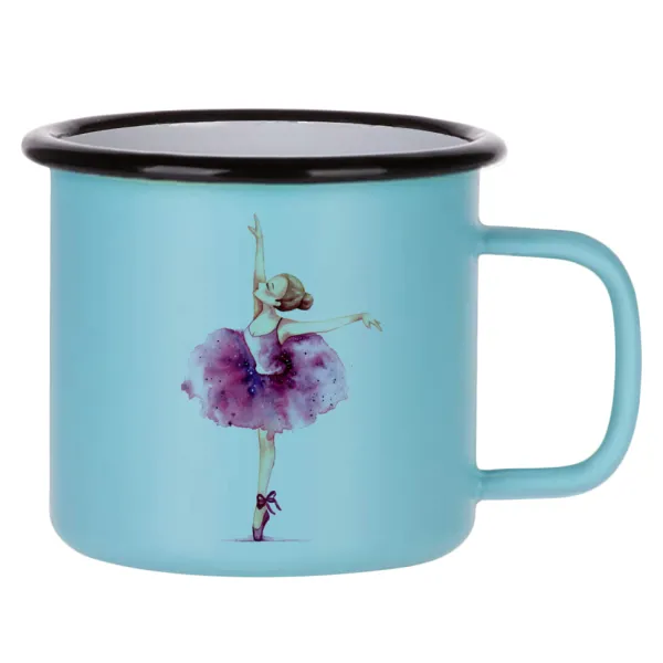 Ballerina watercolor — Κούπα Μεταλλική εμαγιέ ΜΑΤ σιέλ 360ml