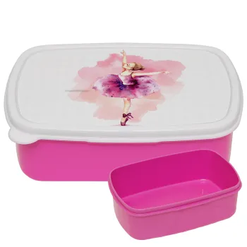 Ballerina watercolor, ΡΟΖ παιδικό δοχείο φαγητού (lunchbox) πλαστικό (BPA-FREE) Lunch Βox M18 x Π13 x Υ6cm