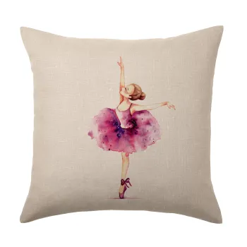 Ballerina watercolor, Μαξιλάρι καναπέ ΛΙΝΟ 40x40cm περιέχεται το  γέμισμα