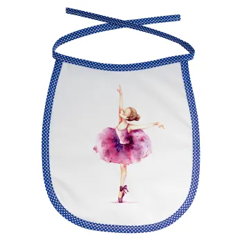 Ballerina watercolor, Σαλιάρα μωρού αλέκιαστη με κορδόνι Μπλε