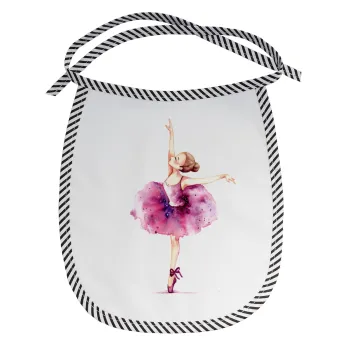 Ballerina watercolor, Σαλιάρα μωρού αλέκιαστη με κορδόνι Μαύρη