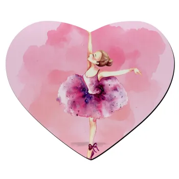 Ballerina watercolor, Mousepad καρδιά 23x20cm