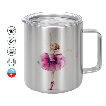 Ballerina watercolor, Mug Stainless steel double wall 300ml