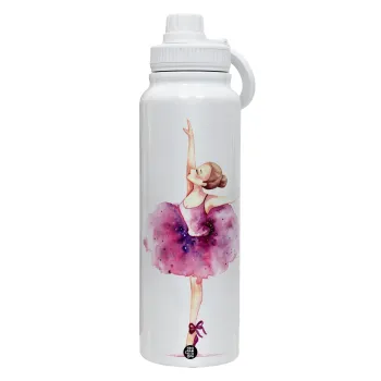 Ballerina watercolor, Θερμός 1L Ανοξείδωτο με Βάση Κινητού & Διπλά Τοιχώματα