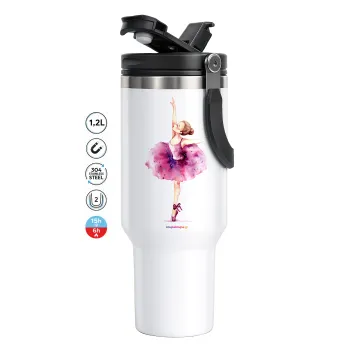 Ballerina watercolor, Mega Stainless steel Tumbler with lid, double wall 1,2L