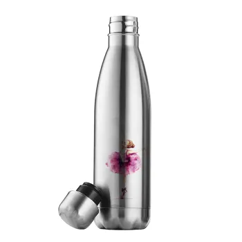 Ballerina watercolor, Μεταλλικό παγούρι θερμός Inox (Stainless steel), διπλού τοιχώματος, 500ml