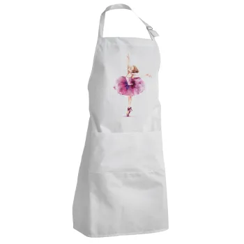 Ballerina watercolor, Adult Chef Apron (with sliders and 2 pockets)