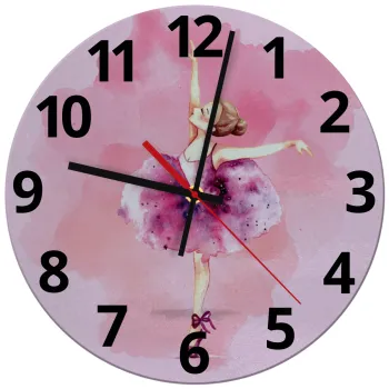 Ballerina watercolor, Ρολόι τοίχου γυάλινο (30cm)