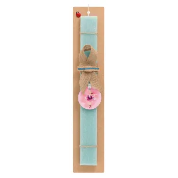 Ballerina watercolor, Easter Set, wooden keychain & aromatic flat Easter candle (30cm) (TURQUOISE)